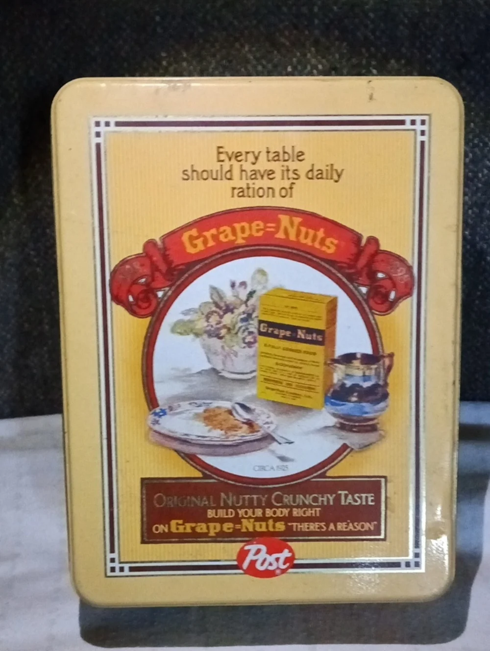 Grape-Nuts Vintage Tin Storage - Yellow